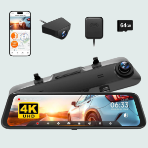 WOLFBOX G850 WIFI Rearview Mirror Backup Camera Dash Cam Smart Mirror with Voice Control