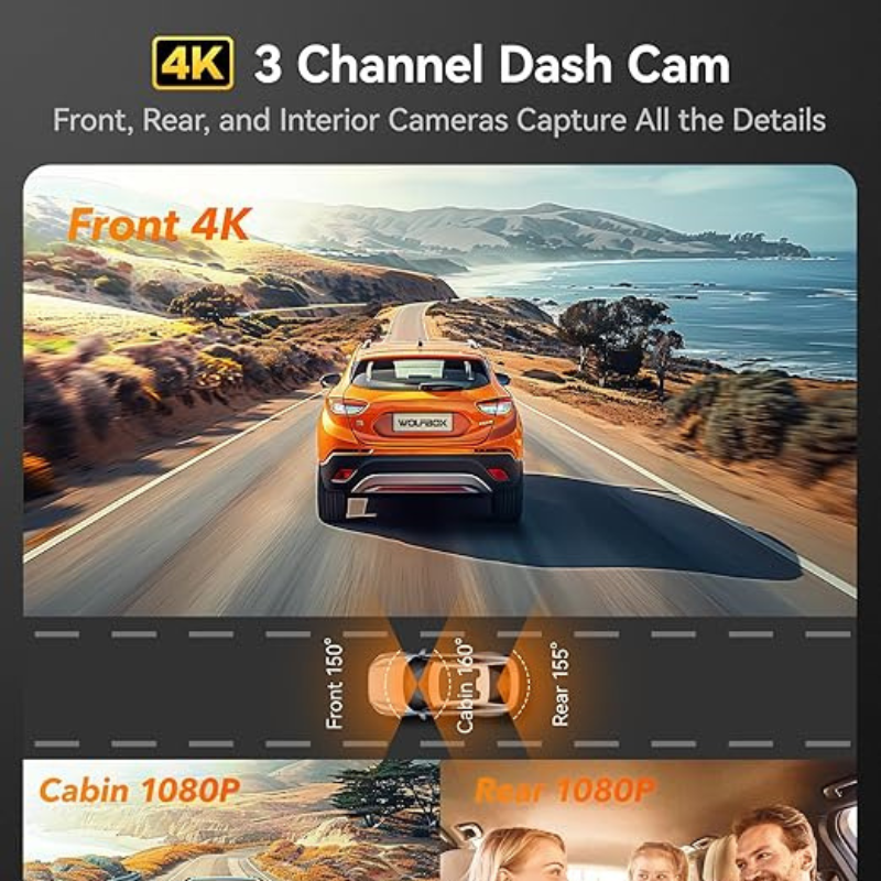 WOLFBOX i17 4K 3 Channel Dash Cam - Image 3