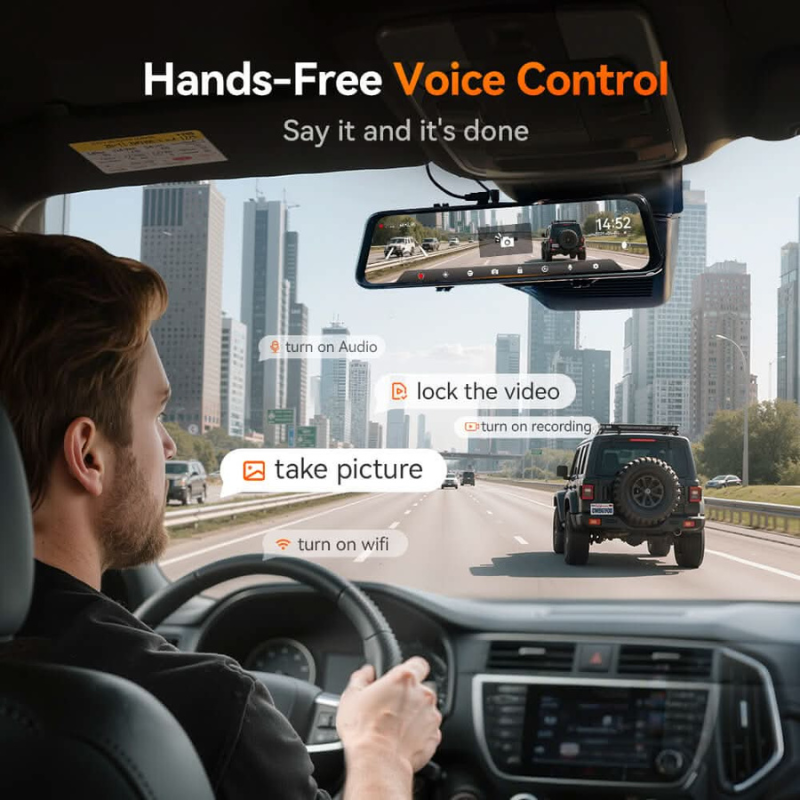 WOLFBOX G900Pro 12MP WiFi Touch Screen Rear View Mirror Dash Cam Smart Mirror - Image 3