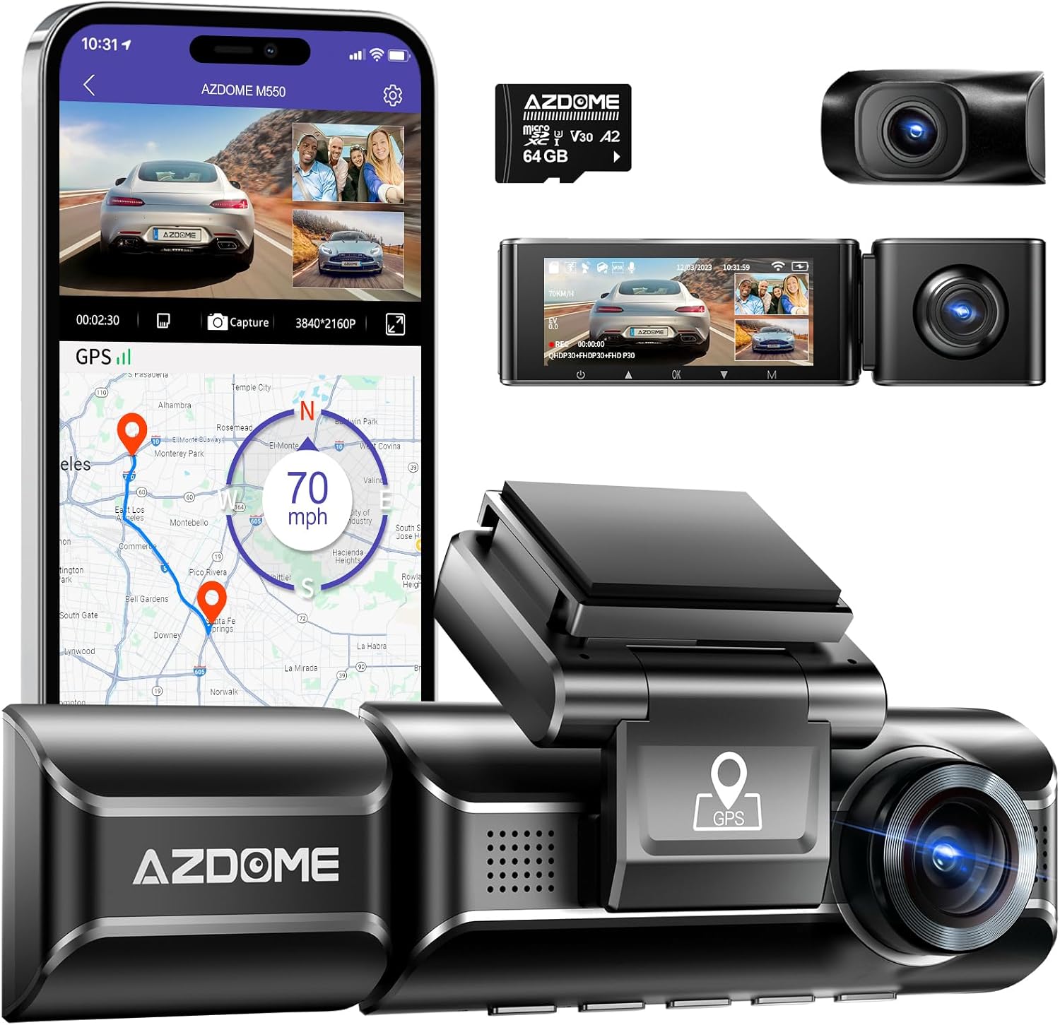 AZDome M5503‑Channel 4K Dash Cam