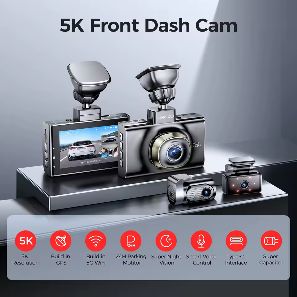 LINGDU LD02 3-Channel Display Dash Camera