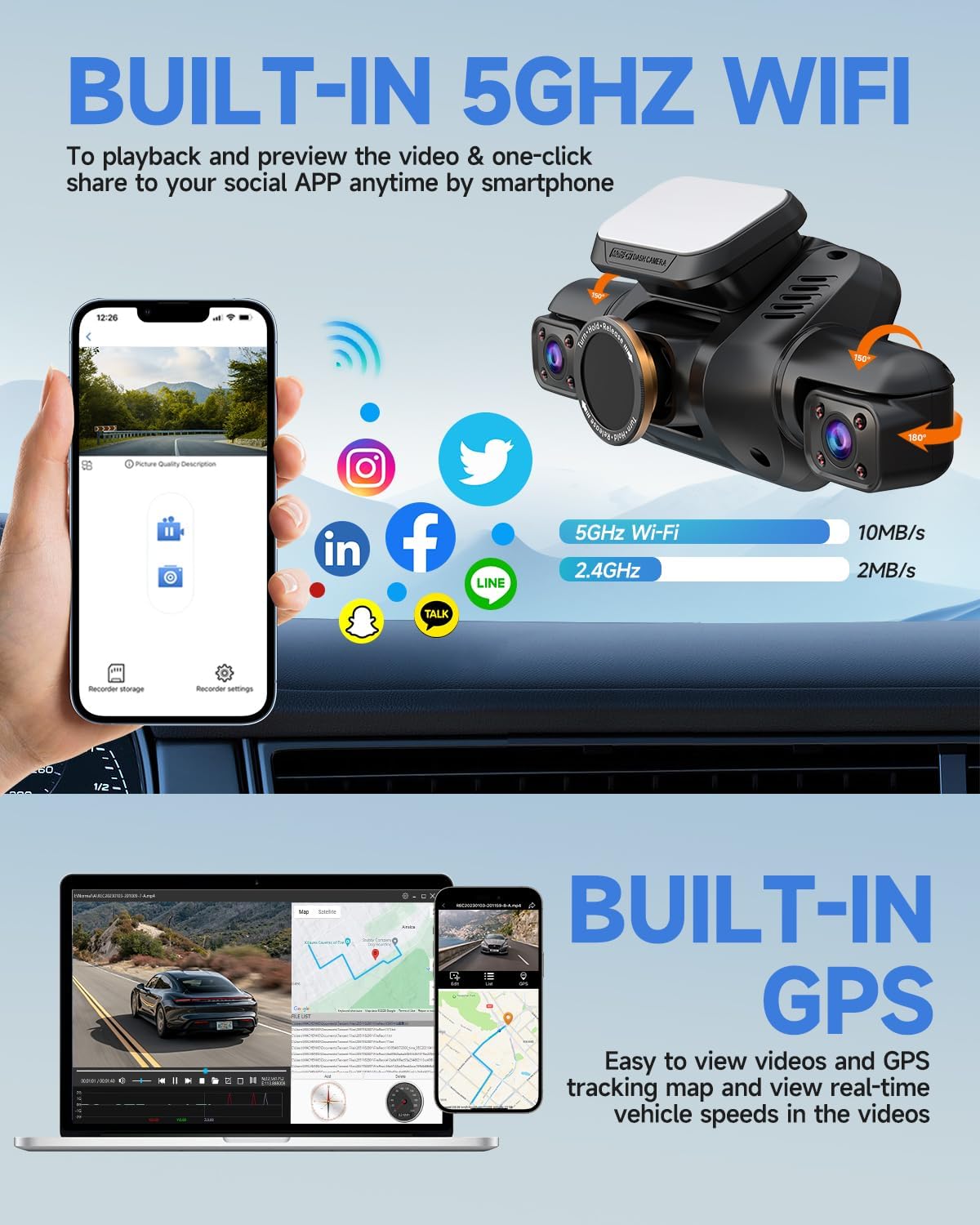 Hupejos V8 Plus 4-channel Dash Camera 3k + 1080p (3x) - Image 4
